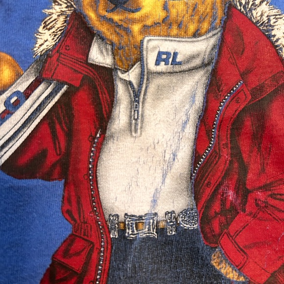 Ralph Lauren Blue Tee with Polo Bear in Red Jacket - Picture 2 of 5